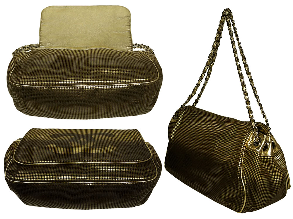 Chanel 11893063 Limited Edition Metallic Gold Hollywood Accordion Flap Shoulder Bag-30207