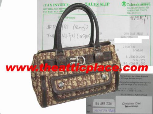 Dior 135781 Logo Print Vintage Looks Brown Signature Tote-0