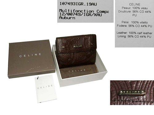 95% NEW ! Celine 12/00749/IGR/XAU Chocolate Multifonction Compartment Wallet Purse-0