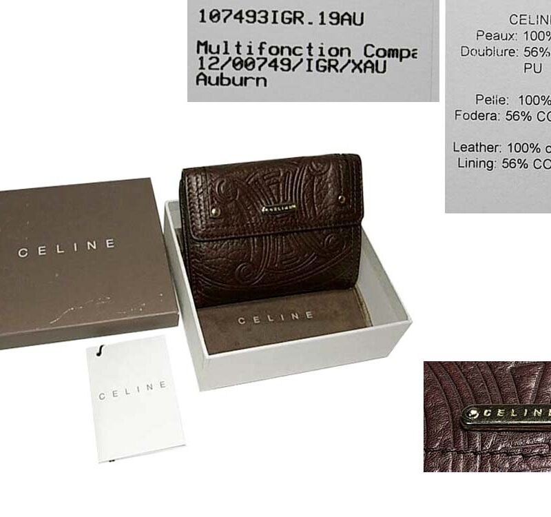 95% NEW ! Celine 12/00749/IGR/XAU Chocolate Multifonction Compartment Wallet Purse-0