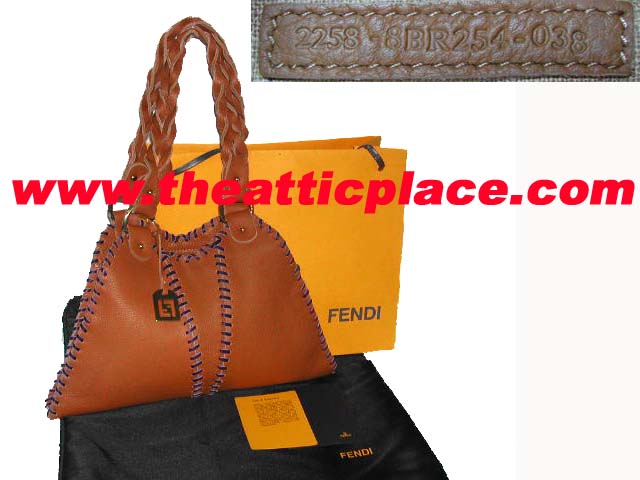 99% NEW ! Fendi 8BR254 Brown Calf Leather Small Diavolo Devil Handbag-0