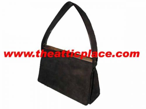 Gucci Vintage Brown Suede Gold Dinner Tote -0