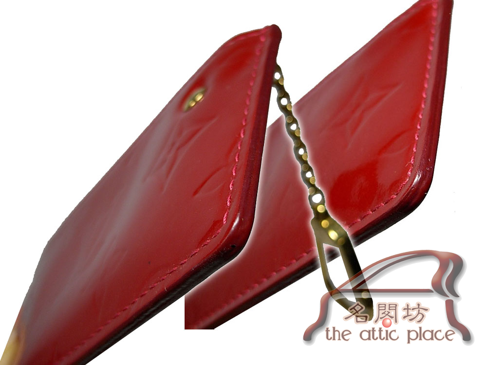 ALMOST NEW ! Louis Vuitton M91205 Rouge Monogram Vernis Key Holder-7546