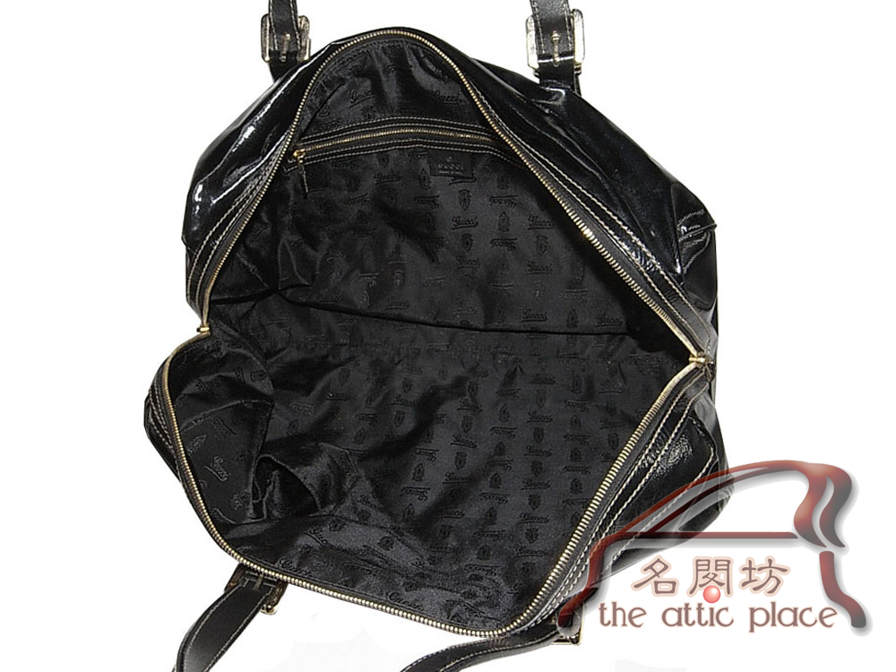 ALMOST NEW ! Gucci 170010 Black Cotton PVC coated Britt Boston Bag-6328