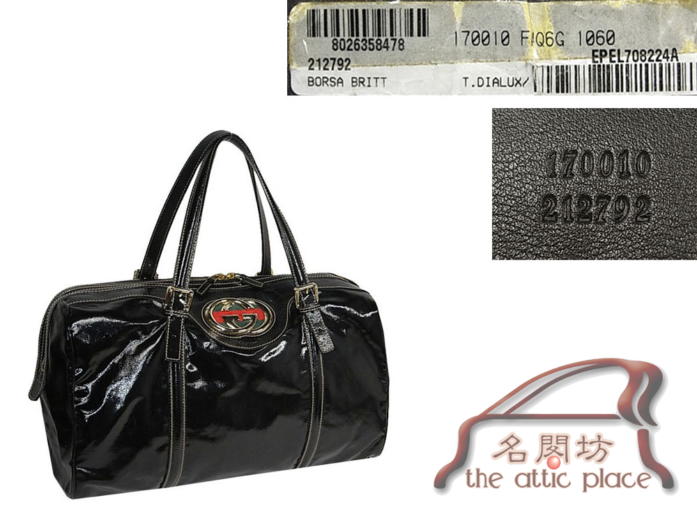 ALMOST NEW ! Gucci 170010 Black Cotton PVC coated Britt Boston Bag-0