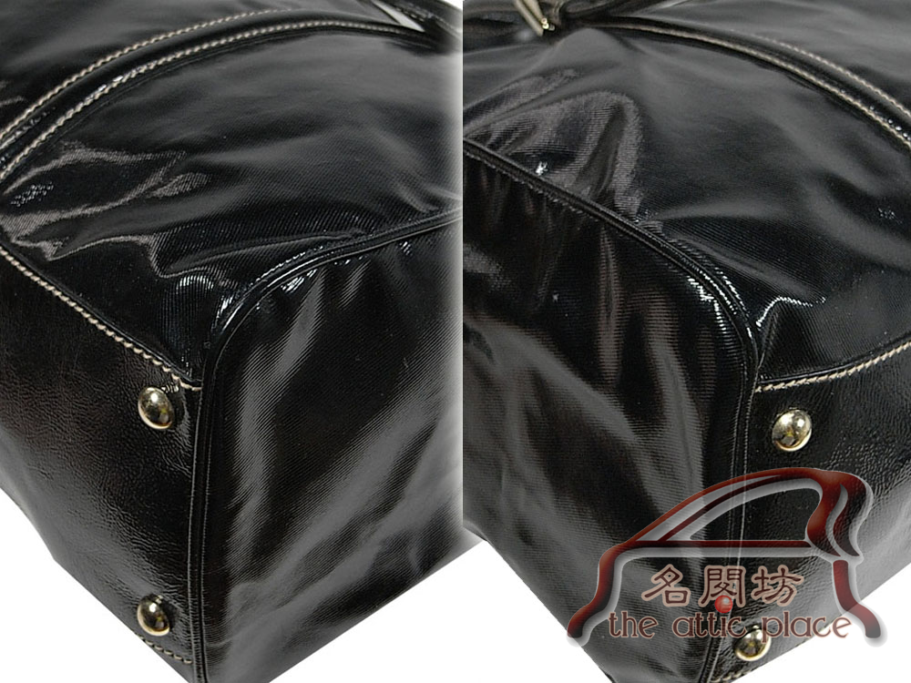 ALMOST NEW ! Gucci 170010 Black Cotton PVC coated Britt Boston Bag-6329