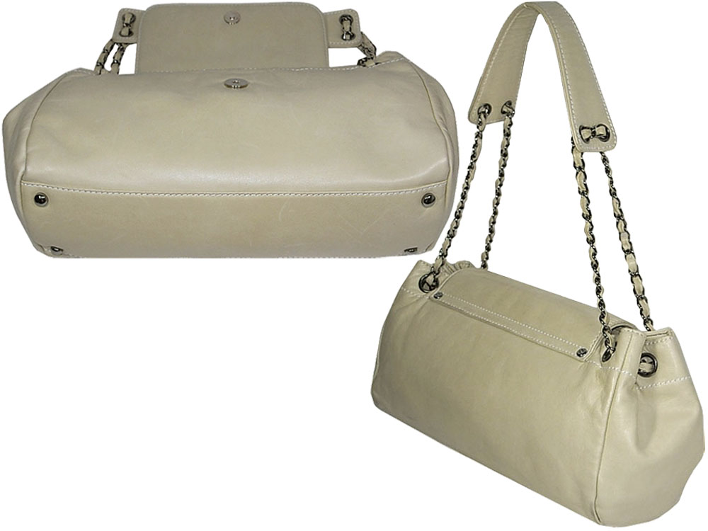 90% NEW ! Chanel 10509277 Beige Lambskin Rock ' n Chic Flap Shoulder Bag-5664