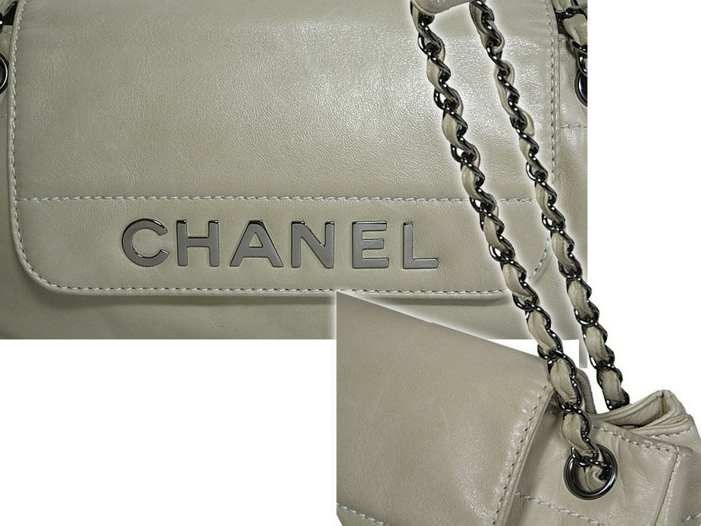 90% NEW ! Chanel 10509277 Beige Lambskin Rock ' n Chic Flap Shoulder Bag-5662