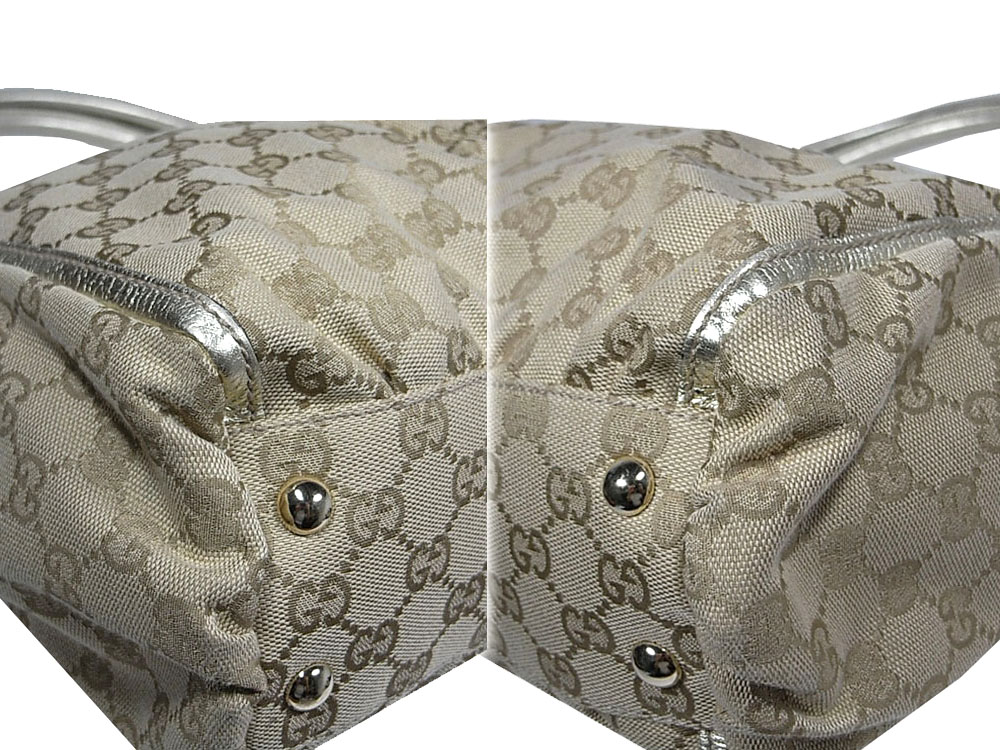 ALMOST NEW ! Gucci Handbag 189831 Sand/Ebony Cruise 'D gold' Small Tote Handbag-5566
