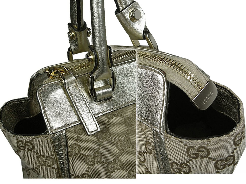 ALMOST NEW ! Gucci Handbag 189831 Sand/Ebony Cruise 'D gold' Small Tote Handbag-5565