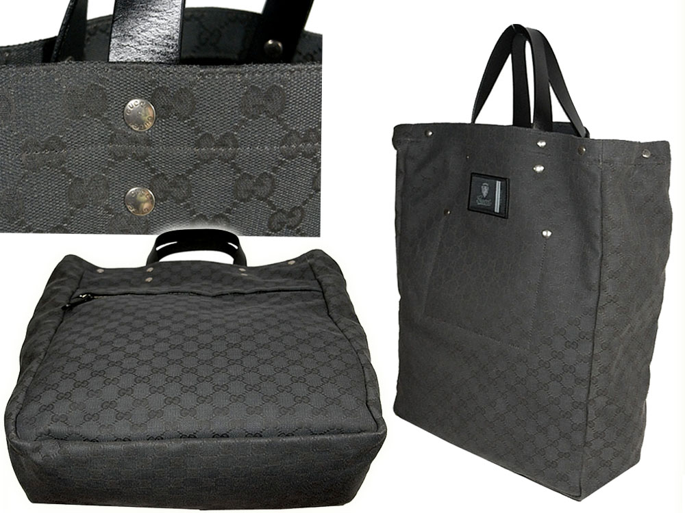 90% NEW ! Gucci 223644 Grey GG Soft Document Washed Canvas Carry-on Duffle Tote/ Luggage Bag with Shoulder Strap-5472