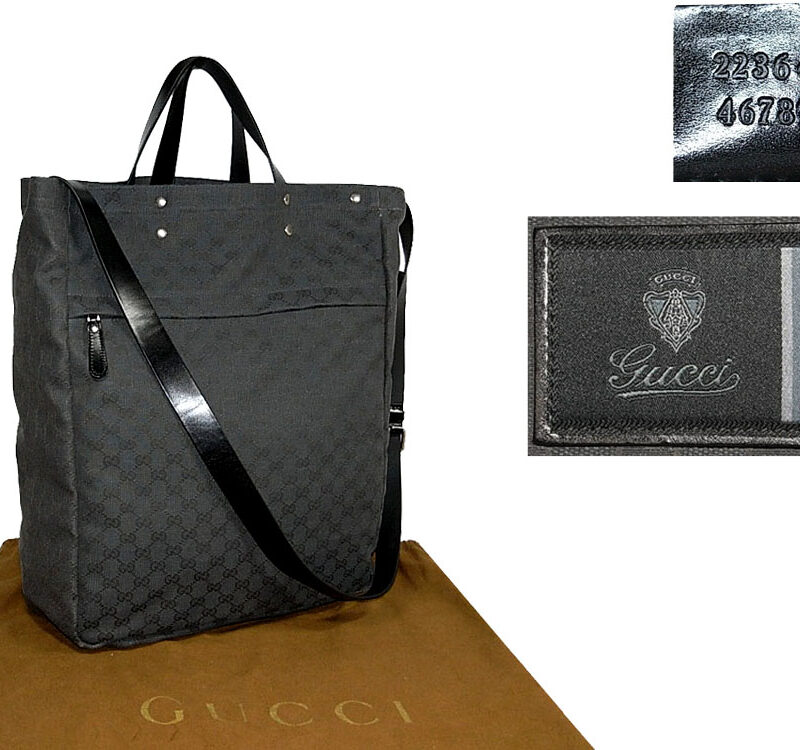 90% NEW ! Gucci 223644 Grey GG Soft Document Washed Canvas Carry-on Duffle Tote/ Luggage Bag with Shoulder Strap-0