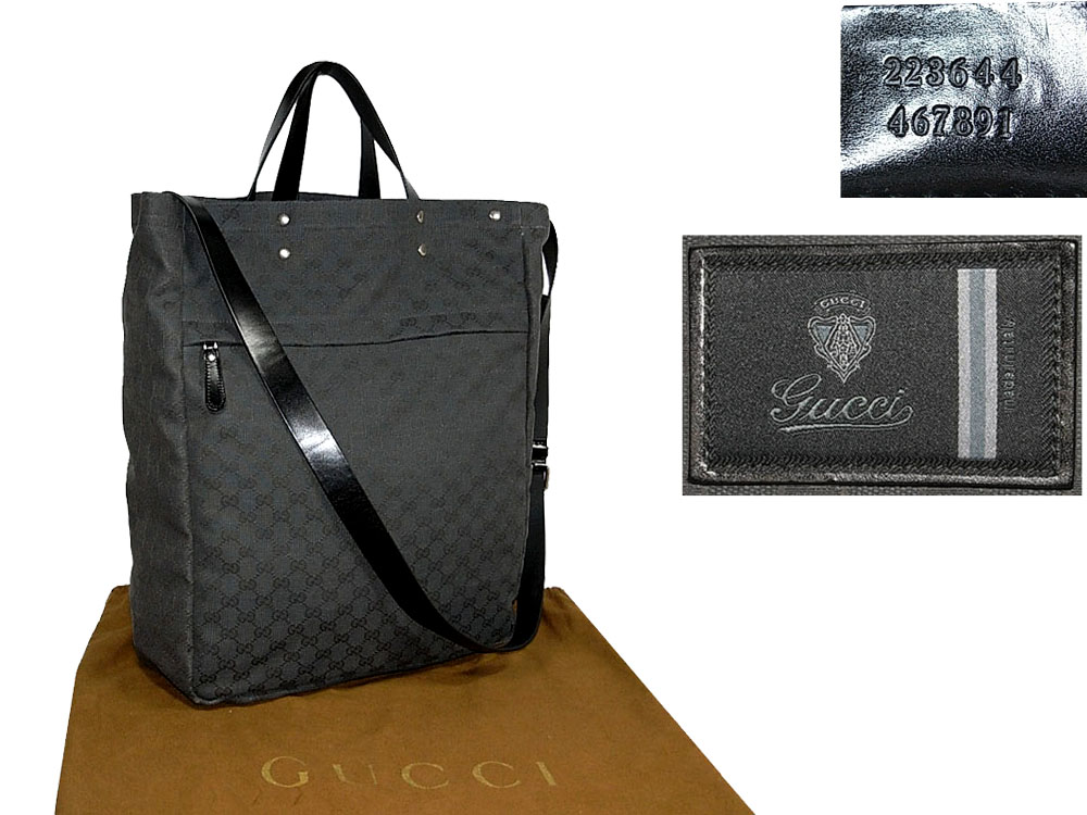 90% NEW ! Gucci 223644 Grey GG Soft Document Washed Canvas Carry-on Duffle Tote/ Luggage Bag with Shoulder Strap-0