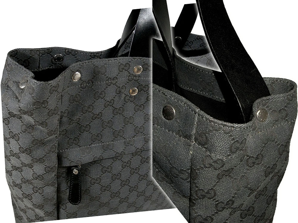 90% NEW ! Gucci 223644 Grey GG Soft Document Washed Canvas Carry-on Duffle Tote/ Luggage Bag with Shoulder Strap-5471