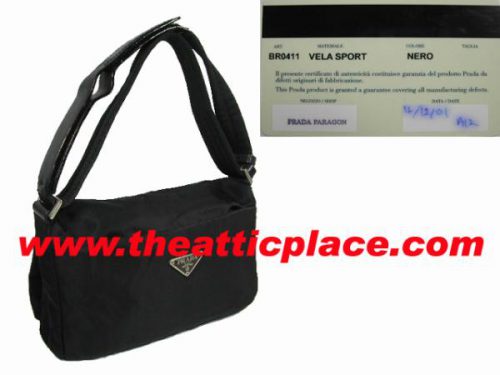 Prada BR0411 Black Nylon Velcro Adjustable Shoulder Bag 47-0