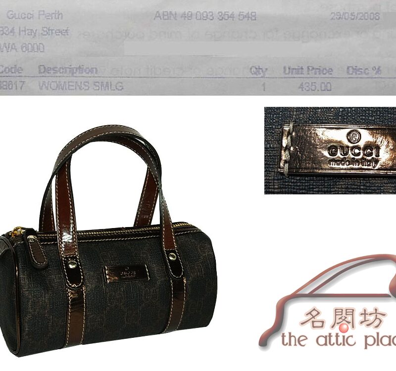 95% NEW ! Gucci 190400 Copper / Chocolate PVC Canvas Joy Cosmetic Case-0