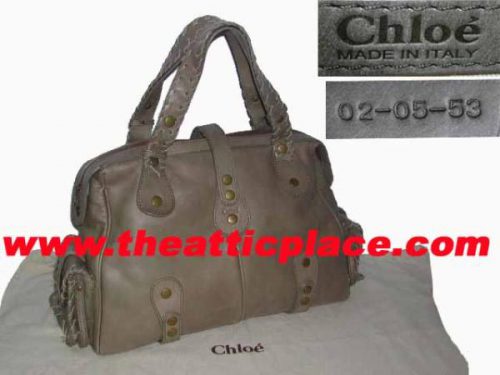 Chloe Khaki Leather Silverado Large Tote -0