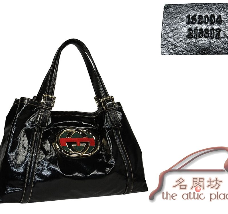 95% NEW ! Gucci 162094 Black Cotton PVC coated Web Logo Medium Tote Bag-0