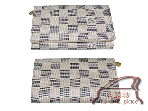 ALMOST NEW ! Louis Vuitton N61744 Damier Azur Canvas Tresor Wallet-0