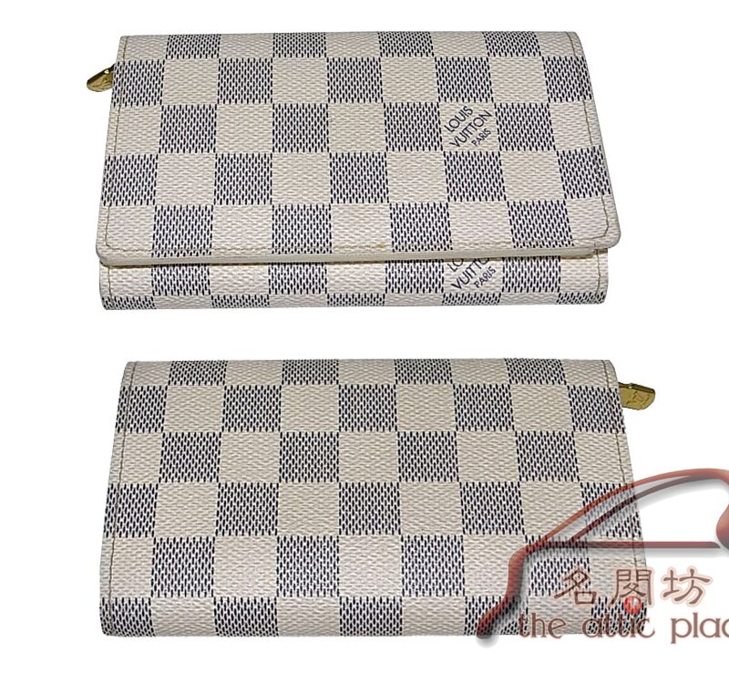 ALMOST NEW ! Louis Vuitton N61744 Damier Azur Canvas Tresor Wallet-0