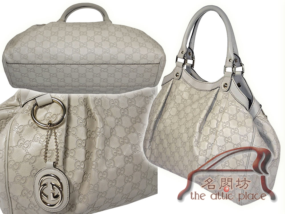 ALMOST NEW ! Gucci 211944 Light Beige Guccissima Sukey Medium Tote-1700