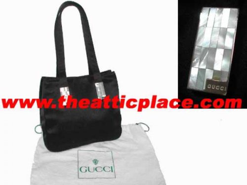 Gucci Silk Black with Sea Shell Dinner Tote Bag -0