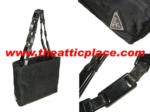 Prada Black Tote w Plastic Handles Shoulder Bag-0
