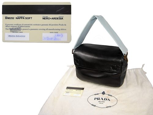 Prada Black/ Blue Nappa Leather Reporter Shoulder Bag-0