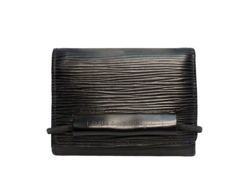 Louis Vuitton M63662 Black Epi Leather Elastic Change Purse/ Small Wallet (MI1002)