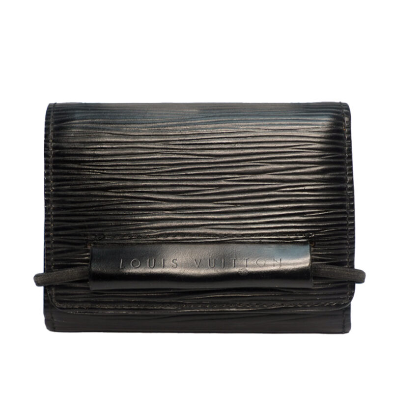 Louis Vuitton M63662 Black Epi Leather Elastic Change Purse/ Small Wallet (MI1002)