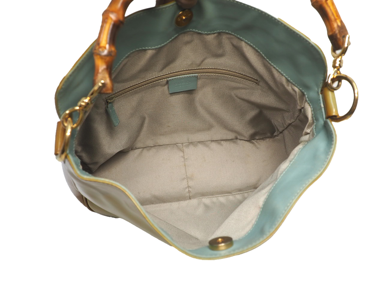 Gucci 96059 Patent Turquoise/ Green Bamboo Handle Shoulder / Crossbody Bag - Image 8
