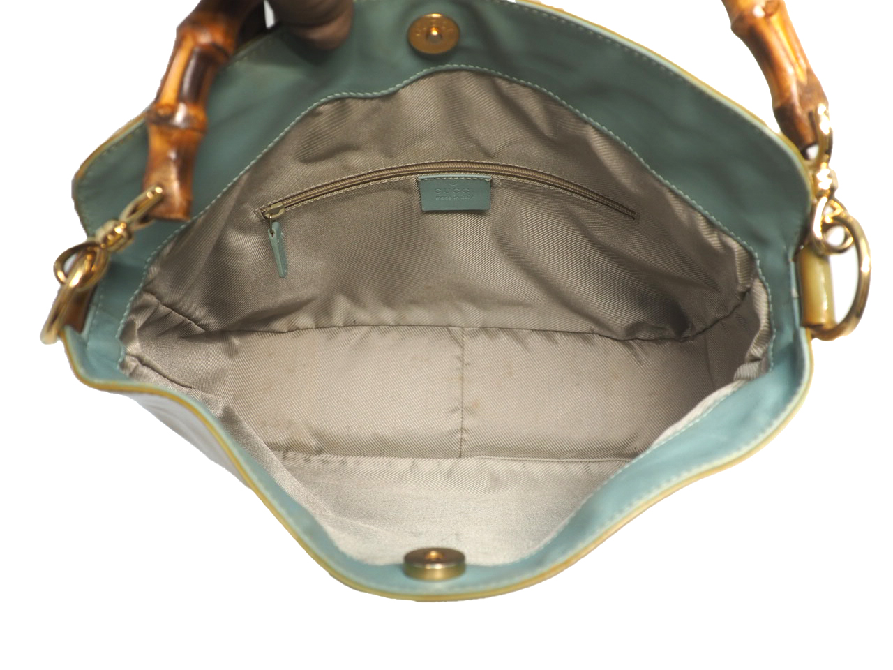 Gucci 96059 Patent Turquoise/ Green Bamboo Handle Shoulder / Crossbody Bag - Image 7
