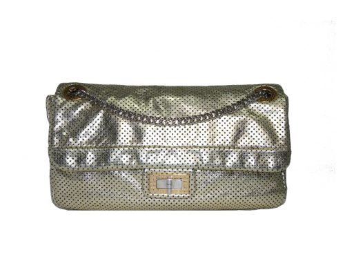 chanel gold perforated drill flap-1