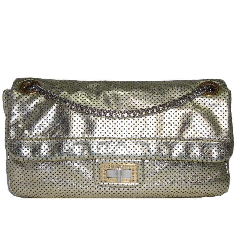 chanel gold perforated drill flap-1
