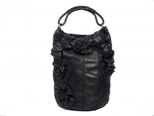 Valentino XCB077A Signature Classic Rose Rouche Bucket Vertigo Soft Leather Shopper/ Document / Hobo Bag-0