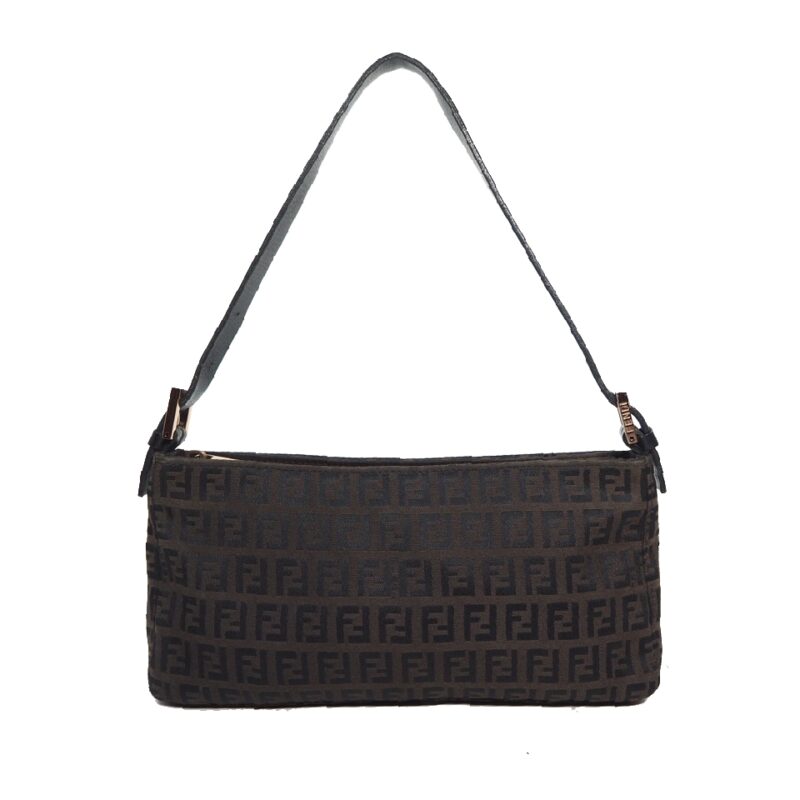Fendi 8BR042 Brown Zucchino with Rose Gold Hardware Accessories Pouch-0