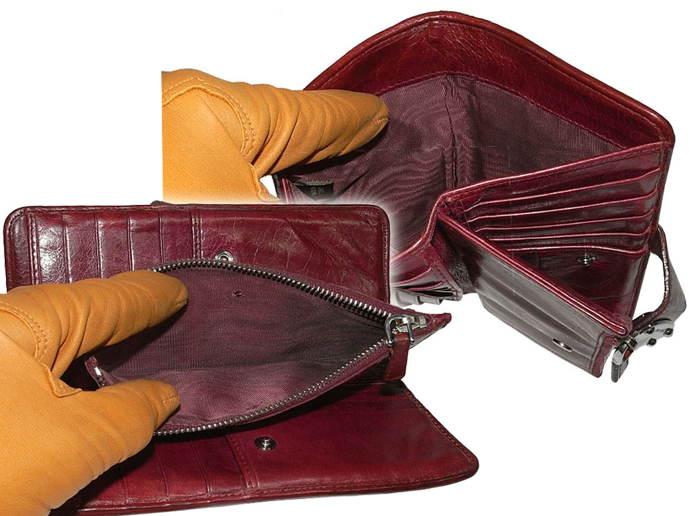 Miu Miu Maroon Portafoglio Matelasse Lux Leather Double- Fold with Zipped Wallet-14456