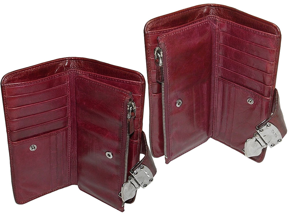 Miu Miu Maroon Portafoglio Matelasse Lux Leather Double- Fold with Zipped Wallet-14458