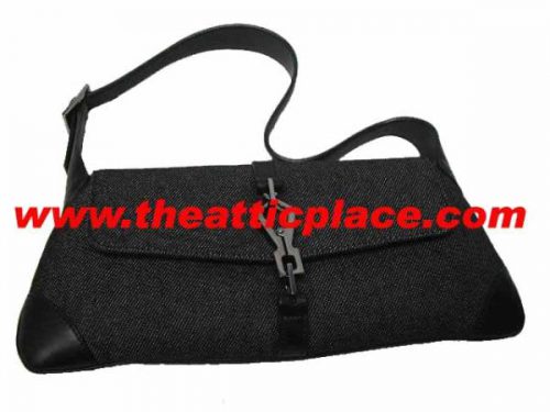 90667 Gucci Denim Black Pouch w Silver Clip Buckle-0