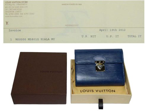 Louis Vuitton M5801G Blue Epi Leather Koala Wallet-0