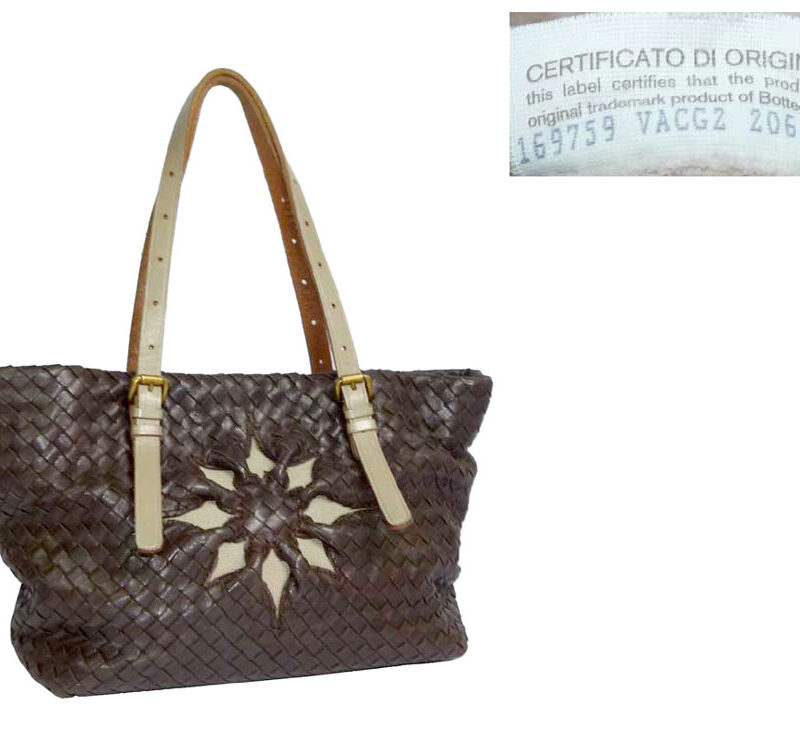 Bottega Veneta 169759 Brown Intrecciato Flower Tote-0