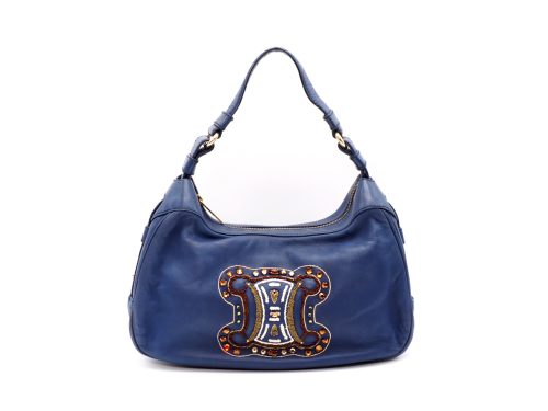 Celine Blue Nappa with Jewel Details Hobo Bag