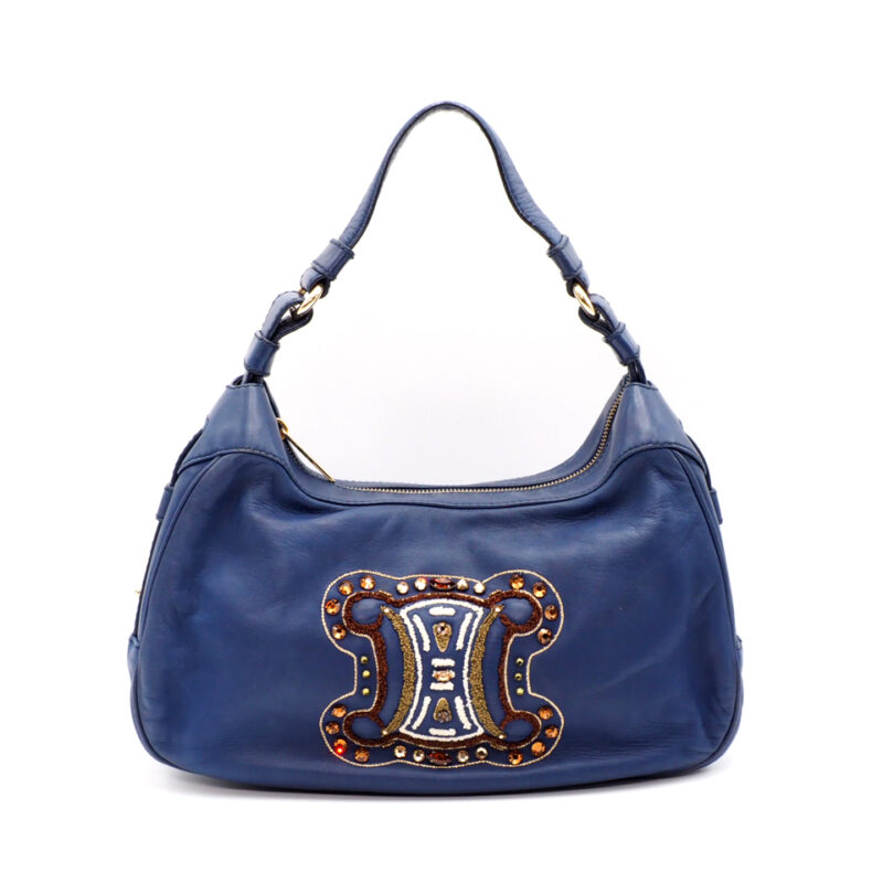 Celine Blue Nappa with Jewel Details Hobo Bag