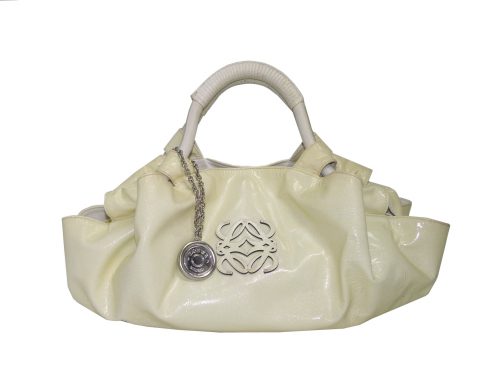 Loewe 315.70.B52 Patent White/ Yeollow Nappa Aire Small Tote Bag-0