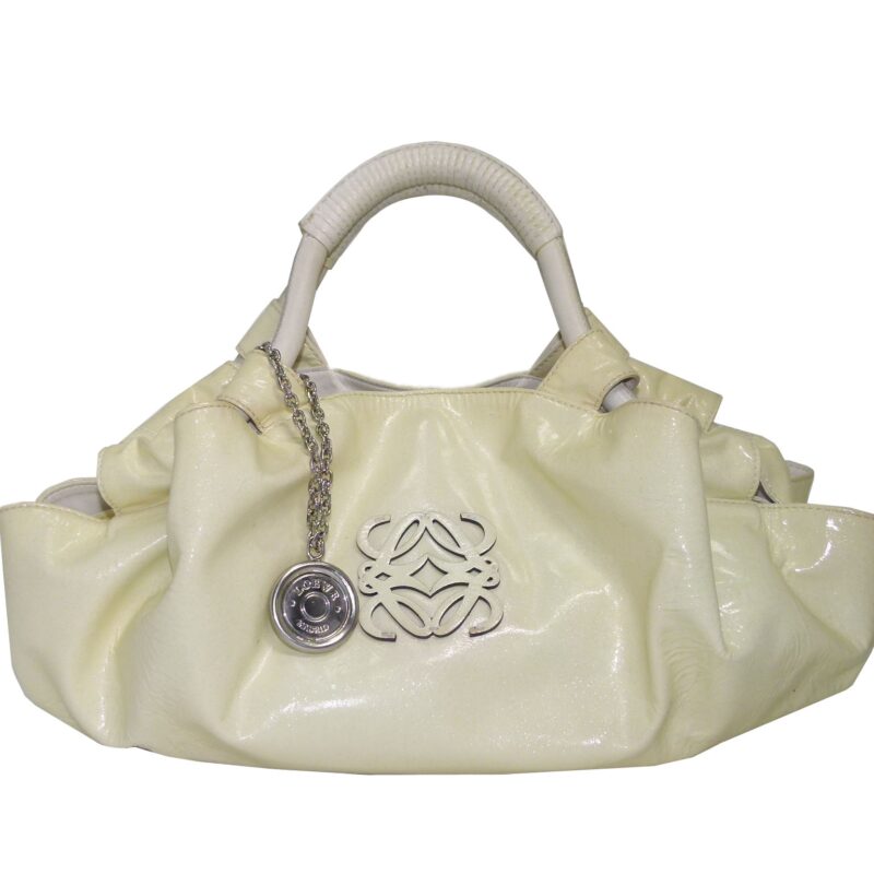 Loewe 315.70.B52 Patent White/ Yeollow Nappa Aire Small Tote Bag-0