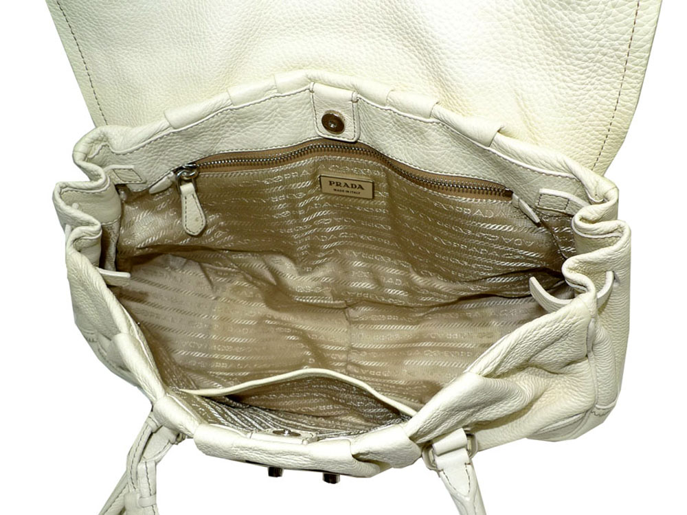 Prada BR3474 Off-white Deerskin Pushlock Bag-20176