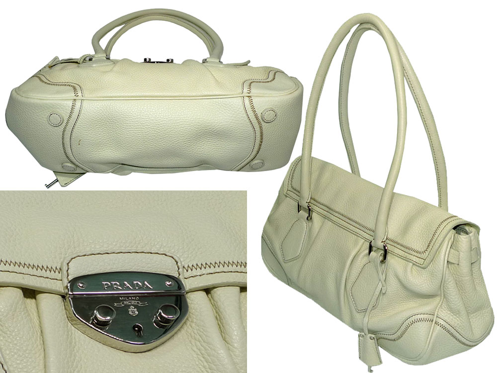 Prada BR3474 Off-white Deerskin Pushlock Bag-20177