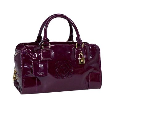 Loewe 311.06.001 Raisin Patent Amazona 28cm Tote Bag-0