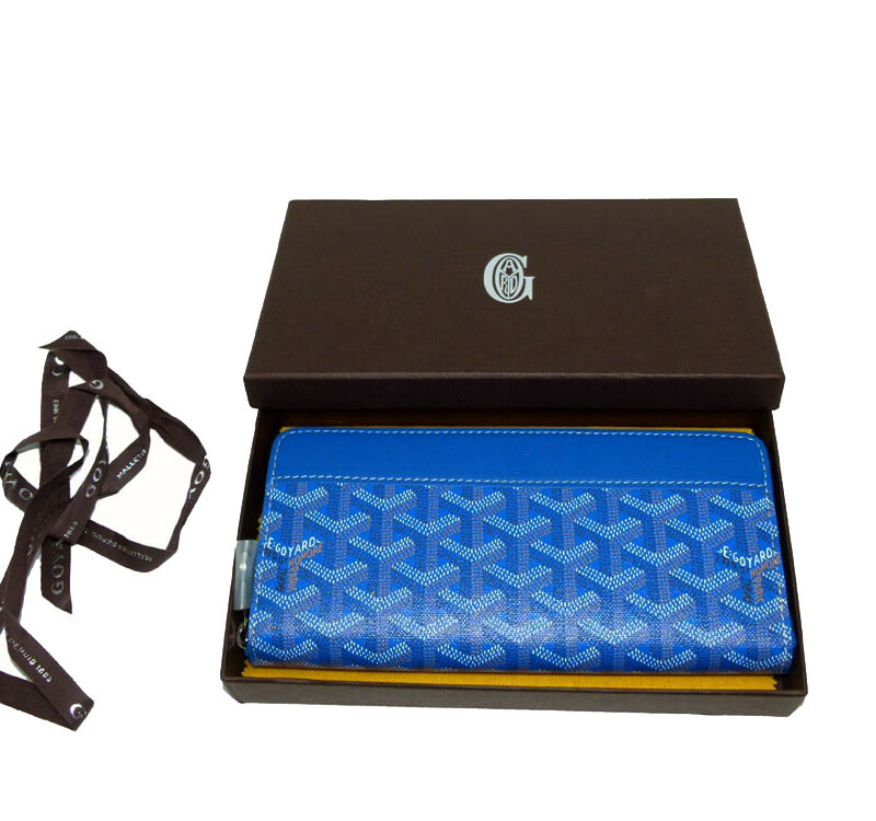Goyard Blue Calf with Signature Logo Matignon APM Zip GM Passport / Long Wallet-0