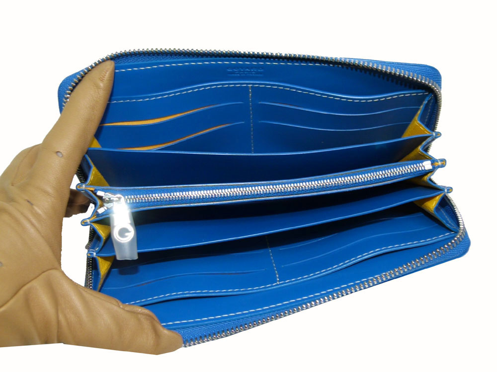 Goyard Blue Calf with Signature Logo Matignon APM Zip GM Passport / Long Wallet-21818